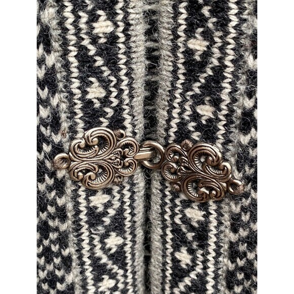 Vintage Skyr Nordic 100% wool cardigan sweater pewter frog clasps fair isle Sz M - Picture 9 of 10